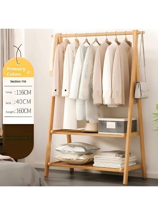 Bukela Folding Bamboo Clothes Rack, Multipurpose Clothing Garment Rack for Hanging Clothes, Stand Rack with Rod and 2 Tier Lower Storage Shelf, Coat Rack for Bedroom/Living Room - Image 4